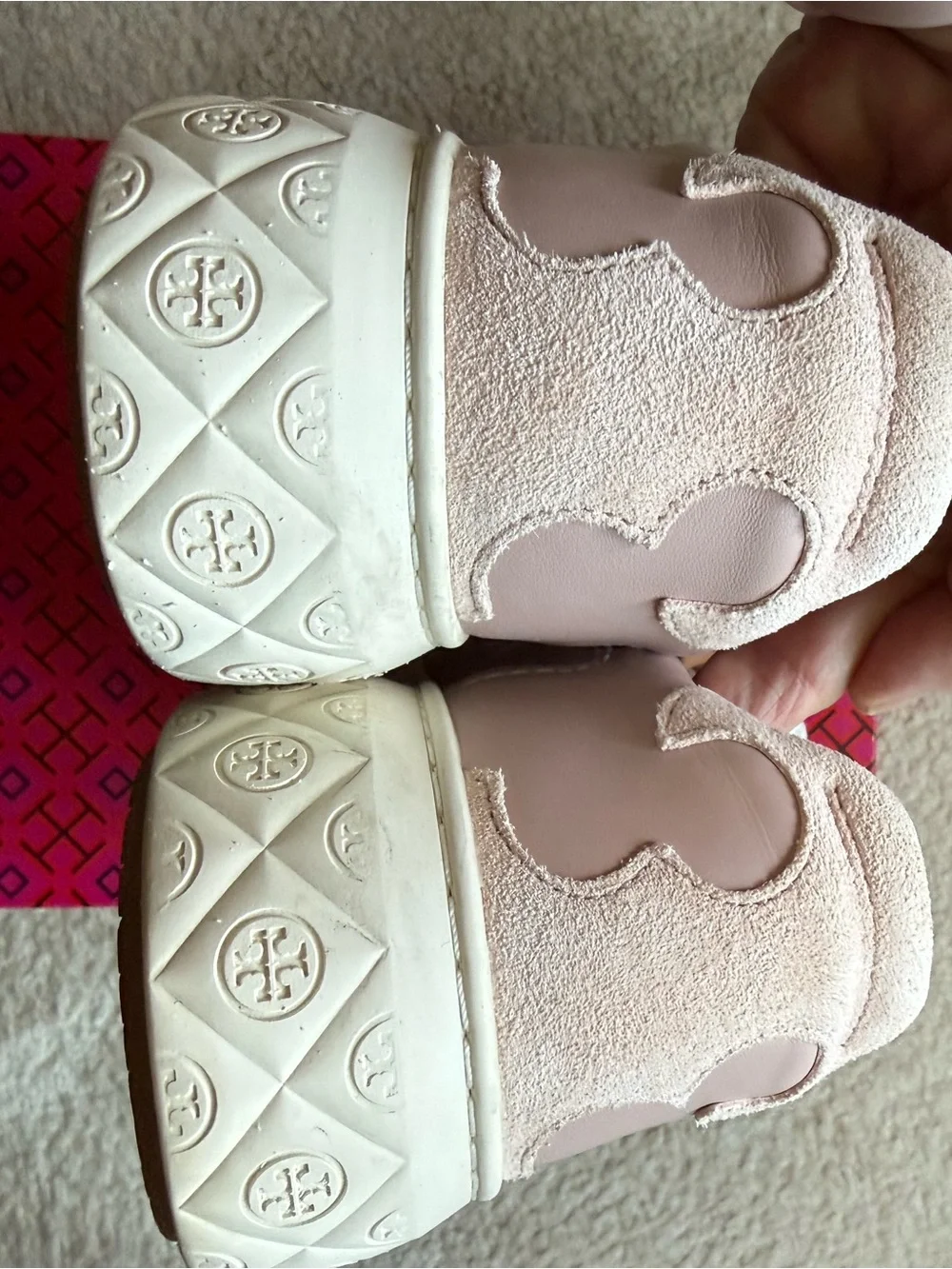 Tory Burch Blush Pink Leather Lace-Up Sneakers